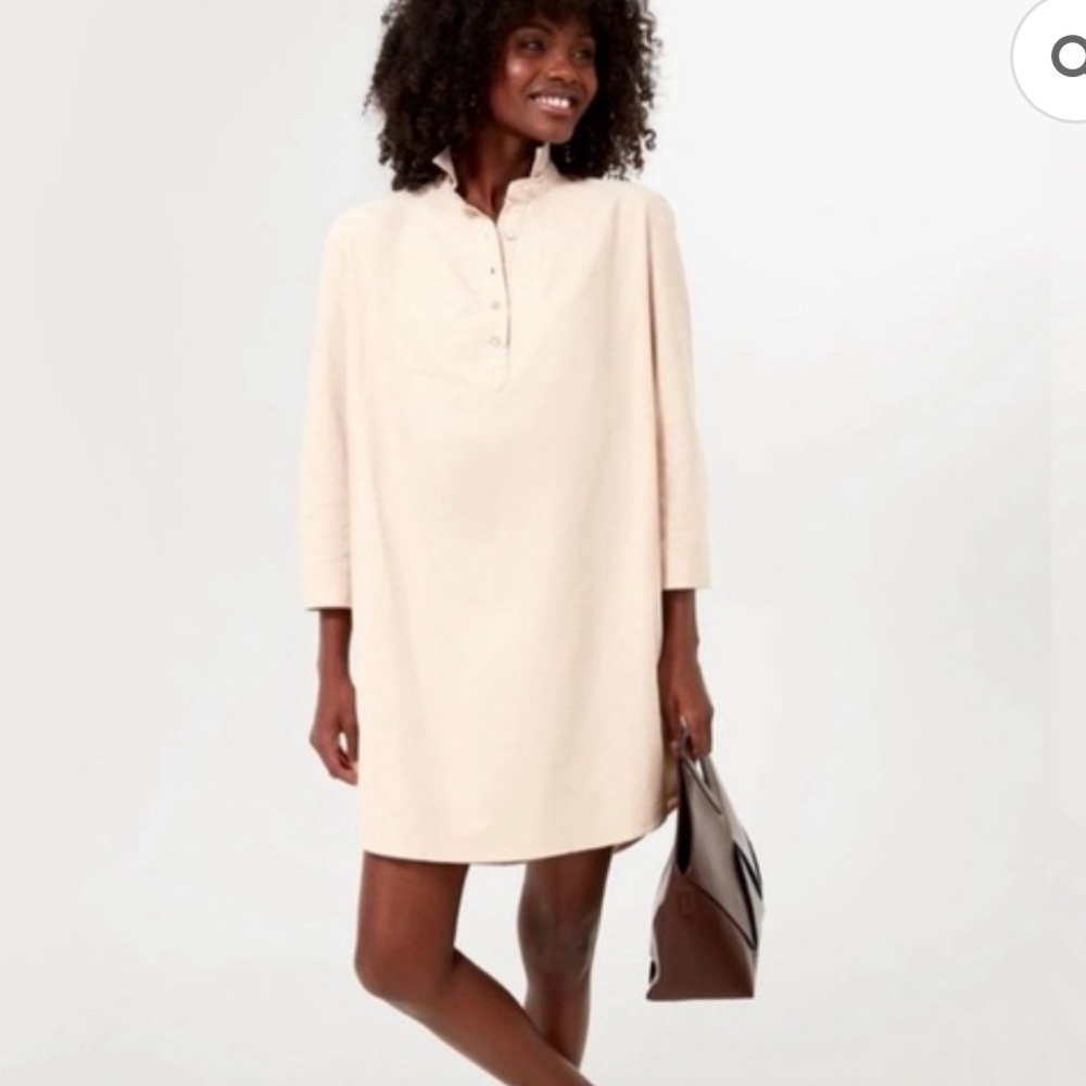 Pomander Place Tuckernuck Polly Dress Large Beige 3/4 Sleeve Minimalist Casual